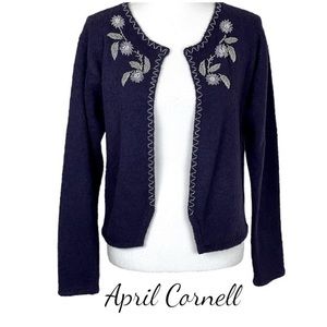 April Cornell Wool Blend Hand Beaded Party Event Sweater